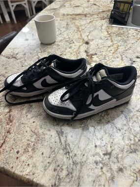 Nike Kids Black and White Low-Top Sneakers with Swoosh